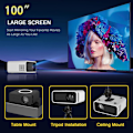Miniatyrbild 3 av 5: 4k-projektor 7500 lumen 320 x 240 P 3d LED Mini Wifi Video Hemmabio Biograf Svart
