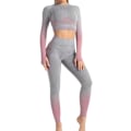 Miniatyrbillede 1 af 5: Dame Seamless Gym Sæt 2 Dele Tracksuits Lang Kort Ærme