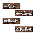 Miniatyrbild 1 av 5: 4 stycken badrumsväggsdekorationer Soak Relax Breathe Farmhouse Trä