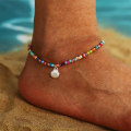 Pikkukuva 1 / 5: 2 kpl (Hopea) Bohemian Turquoise Jalkaketju, Simpukka Anklet