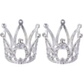 Miniatyrbilde 1 av 5: 2 Mini Krone Kaketopper Sølv Diamant Prinsesse Bryllup Bursdag
