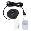 Miniatyrbillede 1 af 5: Skrivebordsgrommet hul 2\"(50mm) 3 porte USB-opladerstation til USB-enheder sort