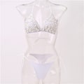 Miniatyrbild 4 av 5: Pärlor bikini baddräkt (vit, m byst 80 - 88cm) Kvinna Bikini