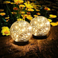 Miniatyrbillede 1 af 4: Solcelle Udendørs Lamper, Solcelle Have Lamper 2stk, IP65 Vandtæt Udendørs Solcelle Lamper til Landskab, Fortov, Plæne, Trapper, Terrasse (12cm Diameter)