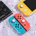 Miniatyrbilde 2 av 5: Ghost Tommelgrep | Halloween Gothic Klar Gele-Glitter Joystick Grip Knapplokk | Kompatibel med Switch Pro Sta