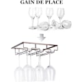 Miniatyrbillede 2 af 5: Vinglasstativ - Metal Under Cabinet Hængende Stemware Holder