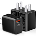 Miniatyrbild 1 av 5: 3-pack Typ C-laddare, dubbel USB-C väggkontakt 20W PD & QC3.0 USB-A snabbladdningsblock för Samsung Galaxy S22 S2