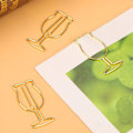 Miniatyrbilde 4 av 4: 8 små papirklips, vinglass papirklips metall gull morsomme