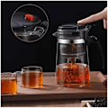 Miniatyrbillede 2 af 4: Glaskedel Tekande med Infuser, Varmebestandig, til at Lave Blomstte og Urtete, Praktisk til Kontor og