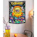 Miniatyrbild 4 av 4: Psykedelisk Sublim Sol Gobeläng Väggbonad, Hippie Vertikal Färg Gobeläng med Svampar Kaktus för Sovrum Heminredning 95*73 cm