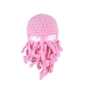 Miniatyrbilde 1 av 4: En rosa blekksprutlue, morsom ridderhjelm beanie med skjegglue håndlaget