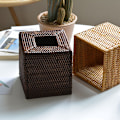 Miniatyrbillede 4 af 5: Firkantet Rattan Vævsæskebeklædning, Håndvævet Vævsæskeholder (Brun)