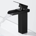 Miniatyrbillede 1 af 5: Moderne Sort Vandfald Badeværelsesarmatur, Vandfald Basin Mixer,