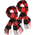 Miniatyrbillede 1 af 5: 2 Stk. Kvinders Buffalo Plaid Sjal Varmt Plaid Sjal Rød Sort