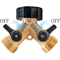 Miniatyrbillede 4 af 5: Messinghave Slange Splitter 2 Vejs, 3/4 Tommer Slangeforbindelse Hane Splitter, Slange Y Splitter, Slangehane Adapter 2 Ventiler med Ekstra Gummiskiver (1)