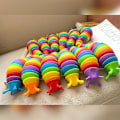 Miniatyrbild 3 av 5: Sensoriska leksaker Ledade fingrar 3DToy Ångest Stressavlastare Kontorsleksak Flexibel Stretch Stim Twisted Rainbow Slug Toy Roliga pedagogiska leksaker Gif