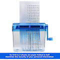 Miniatyrbild 5 av 5: Mini Hand Shredder Bärbar Pappersstrimlare Manuell Strimlare Dokument Pappers Skärverktyg Hemma Kontor Skrivbord Stationery Blå
