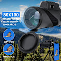 Miniatyrbillede 2 af 5: Bærbar 80x100 Super High Power Hd Night Vision Monokulær Teleskop Stativ Klip Monokulær Teleskop, 100% Ny Sort