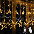 Miniatyrbild 1 av 5: Stjärnformade Julbelysning 138 LED 12 Stjärnformade Gardinlampor 8 Blinkande Lägen Fönsterstränglampor 8,2ft Anslutningsbara Hängande