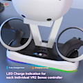 Miniatyrbillede 4 af 5: Ps Vr2 Controller-opladningsstation og headset-stativ, Ps Vr2 trådløs opladningsstation til 2 controllere, med LED-lys