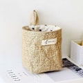 Miniatyrbilde 3 av 5: Bomullslin Oppbevaringskurv Bag Glodenbridge Foldbar Oppbevaringskurv Bag med Håndtak, Hjem, Organiser Boks for Hjem Garderobe Leker Kontor Skrivebord, Soverom. (sett med 3)