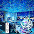 Miniatyrbild 1 av 5: Galaxprojektor för sovrum, fjärrkontroll & vitbrus Bluetooth-högtalare, 14 färger LED-nattlampor för barnrum, vuxna hemmabio, fest, Li