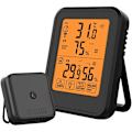 Miniatyrbilde 1 av 5: Digitalt hygrometertermometer, innendørs og utendørs hygrometertermometer, med trådløs utendørssensor, LCD-bakgrunnsbelysning ℃/℉, for kontor, hjem, soverom - Svart