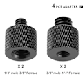 Miniatyrbillede 2 af 5: 4 stk. Kamera Skrue Adapter 1/4\" Han til 3/8\" Hun og 3/8\"