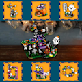 Miniatyrbild 4 av 5: Halloween Byggklossar Adventskalender 2024, 6 i 1 DIY Halloween Spökhus Set, Halloween Nedräkningsgåva Bl