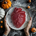 Miniatyrbillede 3 af 5: 2024 Halloween 3D Realistisk Hjerte Silikonform med Støttebase til Kage Skrøbelig Chokolade Gele Pudding Gele Mo