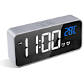 Miniatyrbild 1 av 5: Digital väckarklocka, LED-väckarklocka med snooze-funktion, USB-portar för laddning (silverfärg)