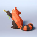 Miniatyrbillede 4 af 5: 1 stk Papirskulptur Origami Dekoration, Rød Panda DIY Papir