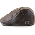 Miniatyrbilde 3 av 4: （Mørk Curry）Hatt med flat topp for menn, justerbar flat basker i PU-skinn 5