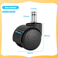 Miniatyrbilde 5 av 5: Reservehjul for kontorstol for 99 % av stoler - sett med 5 universelle 2-tommers svinghjul