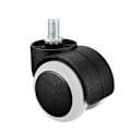 Miniatyrbilde 4 av 5: Kontorstolhjul 2 tommer PU Dobbelt Hjul M10x14mm Gjenget Stamme Svingbart Hjul Hvit, 5 stk