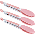 Miniatyrbillede 1 af 5: Silikon Serveringstænger 21cm Sæt af 3 - Rosa Steak Tænger Grill