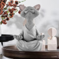 Miniatyrbilde 1 av 5: Harpiks Mediterende Katt, Grå Katt Buddha Statue Meditasjon, Yoga