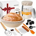 Miniatyrbillede 1 af 5: Komplet Surdejsstarter Sæt, Kikcoin Banneton Brød Proofing Kurv Sæt Inkluderer 35oz Surdejsstarter Glas, Sur