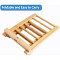 Miniatyrbilde 3 av 5: Justerbar sammenleggbar bambus nettbrettstativholder i tre med ladehull for skrivebord iPad matlagingsstativ