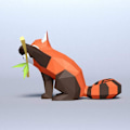Pikkukuva 2 / 5: 1 kpl Paper Sculpture Origami-koriste, Punainen Panda DIY-paperi