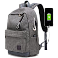 Pikkukuva 3 / 5: Reppu, Canvas Business Travel Backpack, Oppilaitoskoululaukku, Läppärireppu, Ulkoinen USB-latauslaukku kuulokeliitännällä (Harmaa)