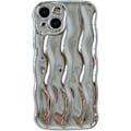 Miniatyrbillede 1 af 5: Caseative Vandkrusningsmønster Krøllet Bølge Ramme Blød Kompatibel med iPhone Etui (Sølv, iPhone 15 Pro Max)