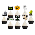 Miniatyrbillede 1 af 5: Halloween kagedekorationsplugin 12 stk cupcake flag indsættelse