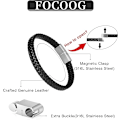 Miniatyrbild 3 av 5: Läderarmband för män julklappar - Premiumläder | Justerbart magnetlås | Meningsfullt initialarmband för män,K