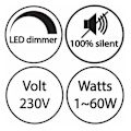 Pikkukuva 4 / 4: 1-60W himmennettävä LED-himmennin (pyörivä himmennin), yhteensopiva LED-lamppujen kanssa