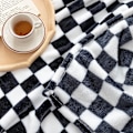 Miniatyrbillede 4 af 5: Buffalo Plaid Fleece Tæppe (70*140cm, Sort) - Plaid Flannel Tæppe