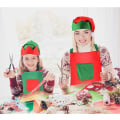 Miniatyrbillede 5 af 5: 4 Dele Jule-Elfesæt Inkluderer Elfeforklæder og Elfehatte til Julefest Kostume Tilbehør (Rød og Grøn)