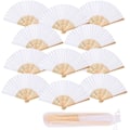 Miniatyrbilde 1 av 5: 12 stk. Svart Bryllupsvifte Folding Fan Trefifte Papir og Hvit Japansk Vifte Lomme Folding Brudepiker Gaver Bryllupsfest Dekor Dans