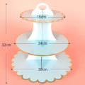 Miniatyrbilde 5 av 5: (Gul 32cm*30cm) 3-trinns Cupcake Stativ Papp Cupcake Stativ for