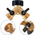 Miniatyrbillede 3 af 5: Messinghave Slange Splitter 2 Vejs, 3/4 Tommer Slangeforbindelse Hane Splitter, Slange Y Splitter, Slangehane Adapter 2 Ventiler med Ekstra Gummiskiver (1)